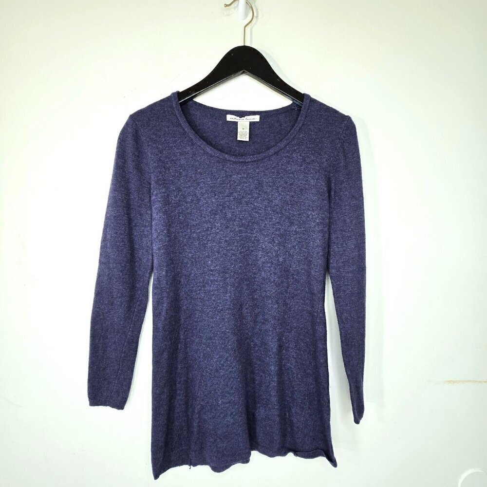 Marina Luna Angora Rabbit Hair Wool Blend Tunic Sweater in Navy Blue